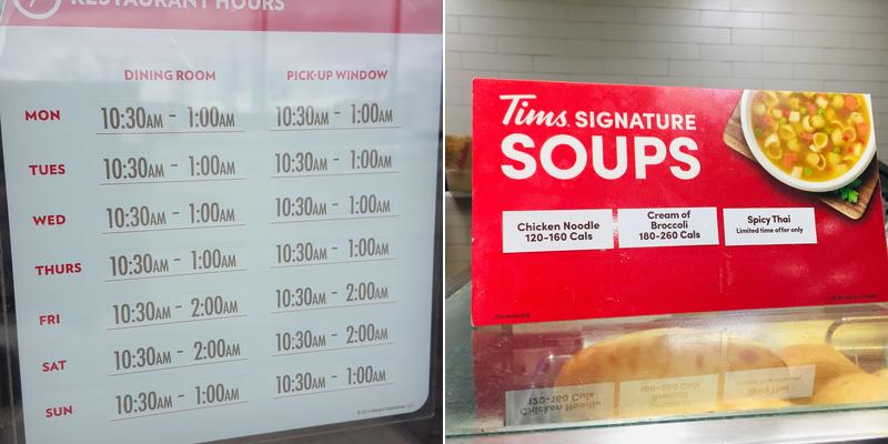 Tim Hortons Menu