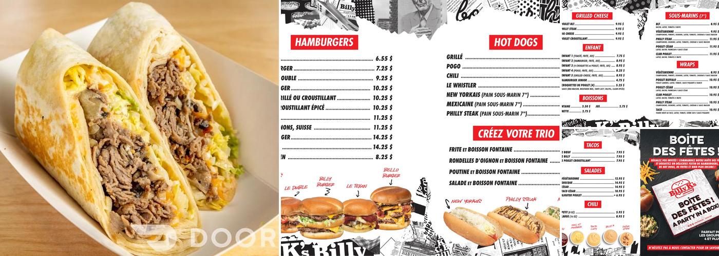 Billy K's Menu