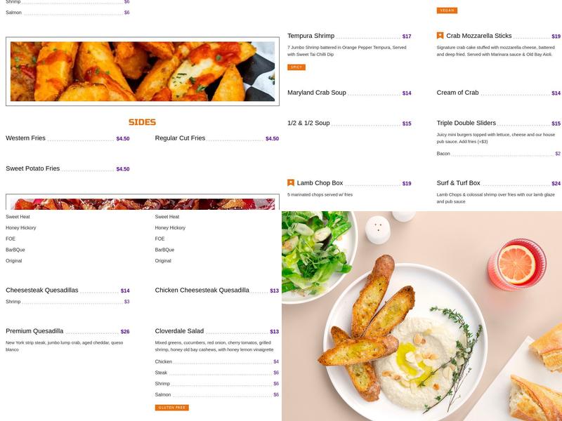 So Baltimore Sports Bar & Lounge Menu