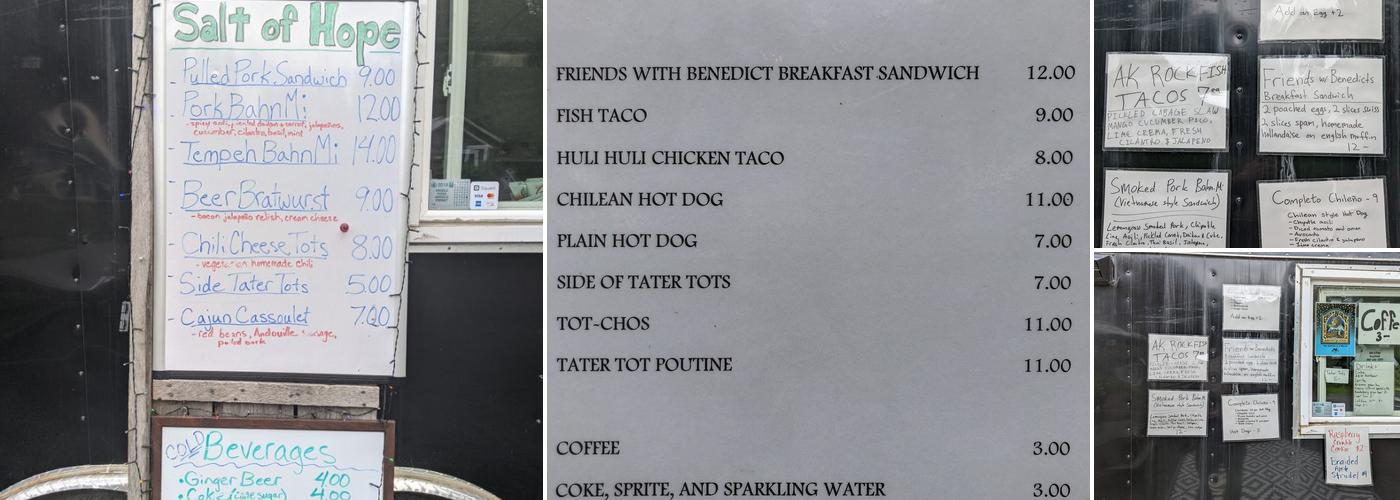 Salt of Hope Food Co Menu