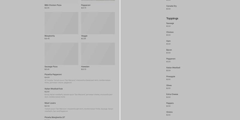 Felice wood fired Pizza Menu