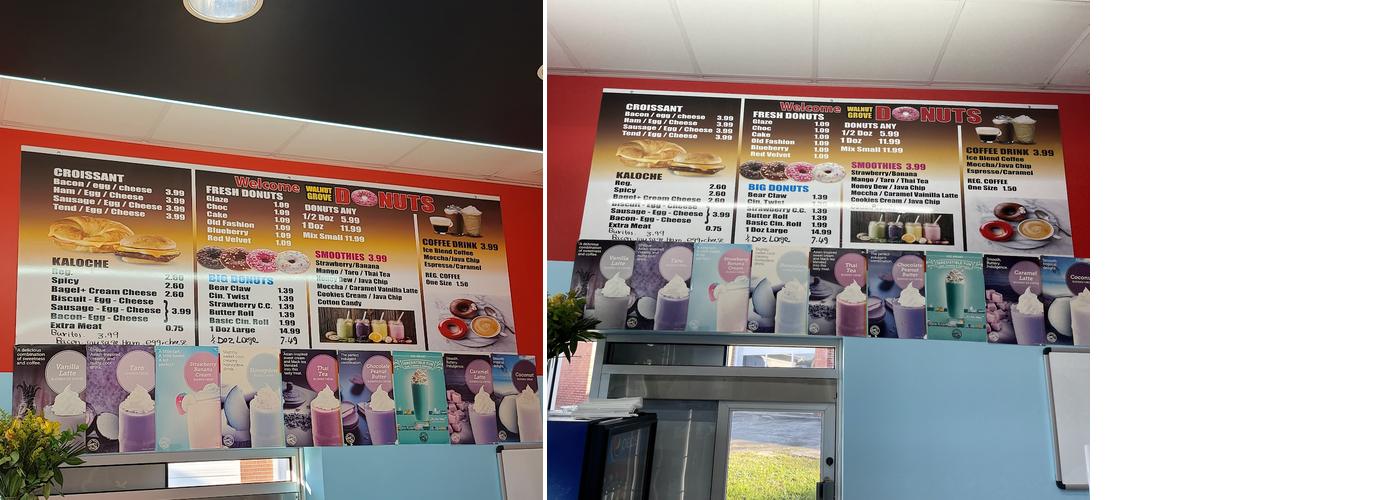 Walnut Grove Donuts Menu