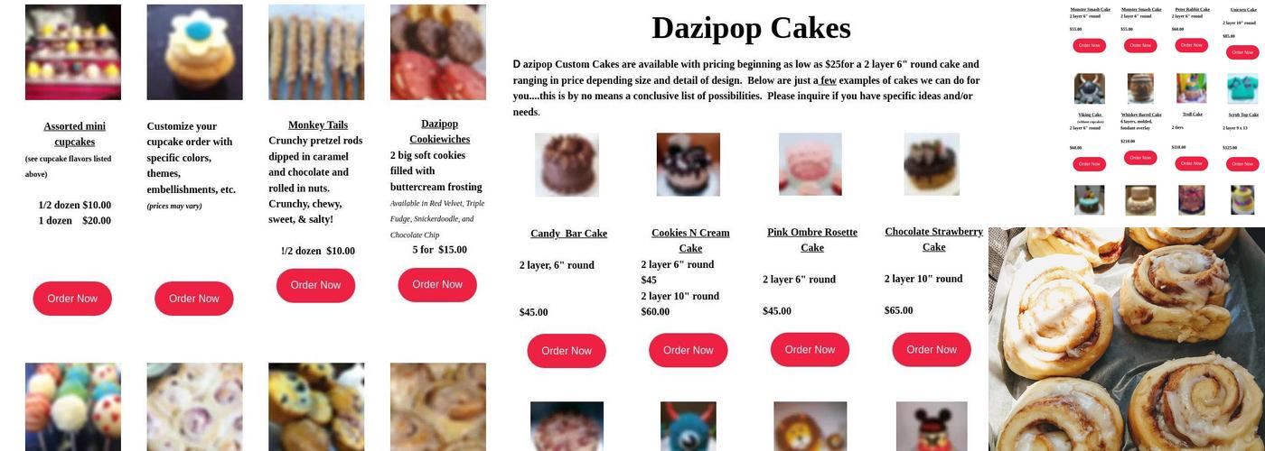 Dazipop Cupcakes Menu