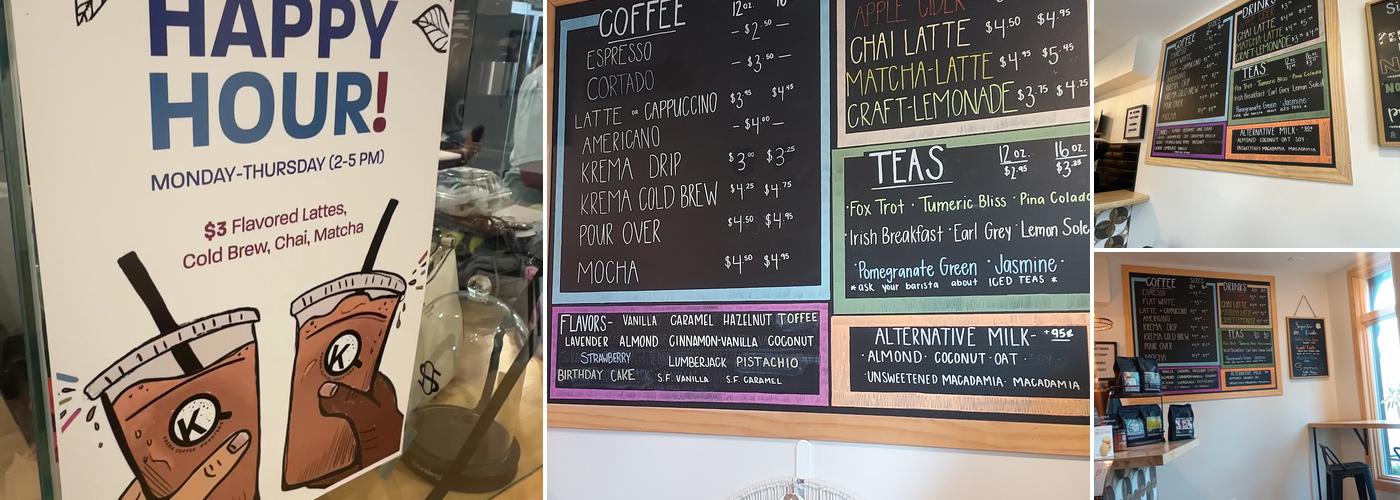 Krema Coffee Roasters Menu