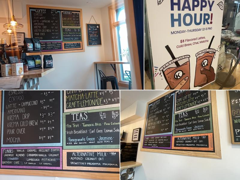 Krema Coffee Roasters Menu