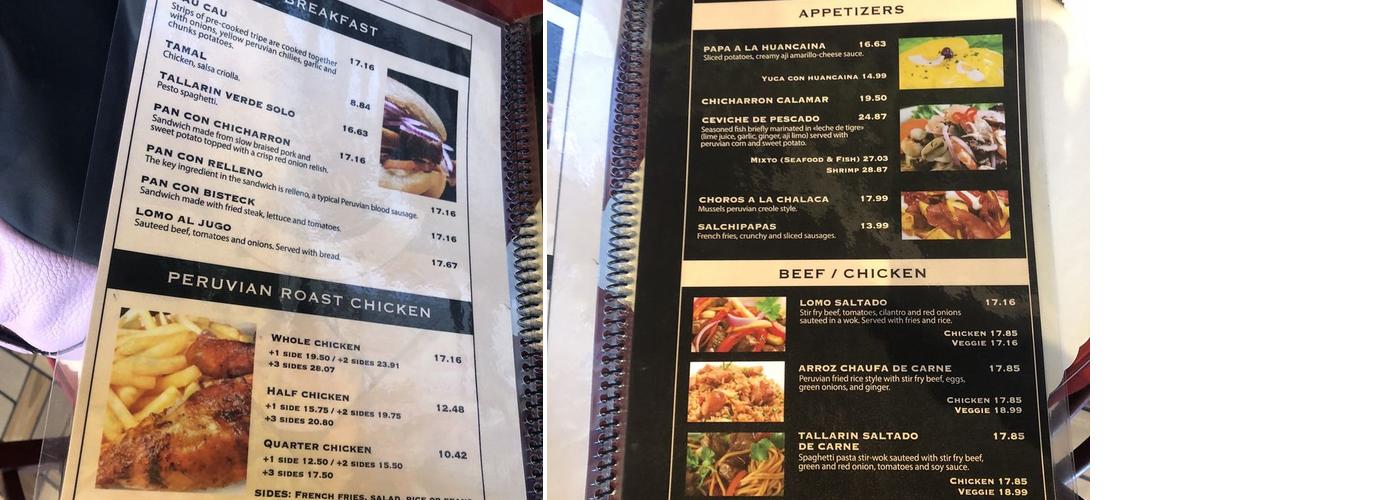 Con Sabor a Perú Menu