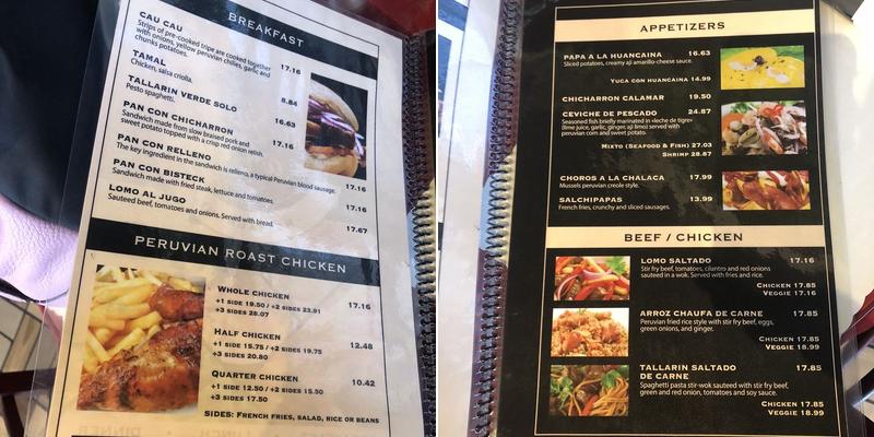 Con Sabor a Perú Menu