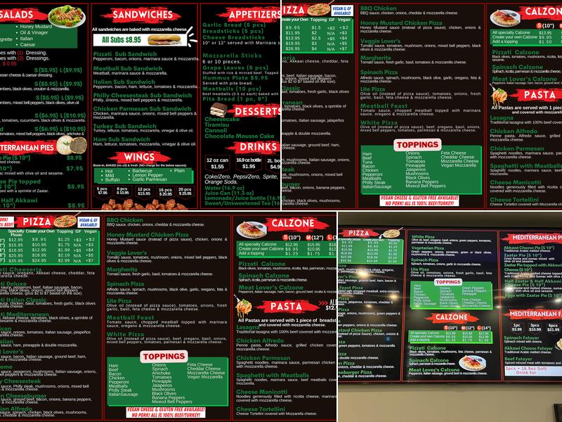 Pizzati Menu