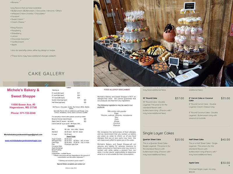 Michele's Bakery and Sweet Shoppe Menu