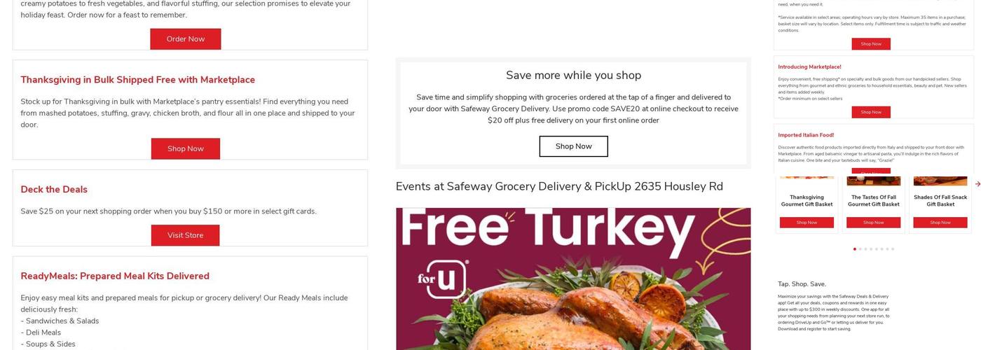 Safeway Bakery Menu