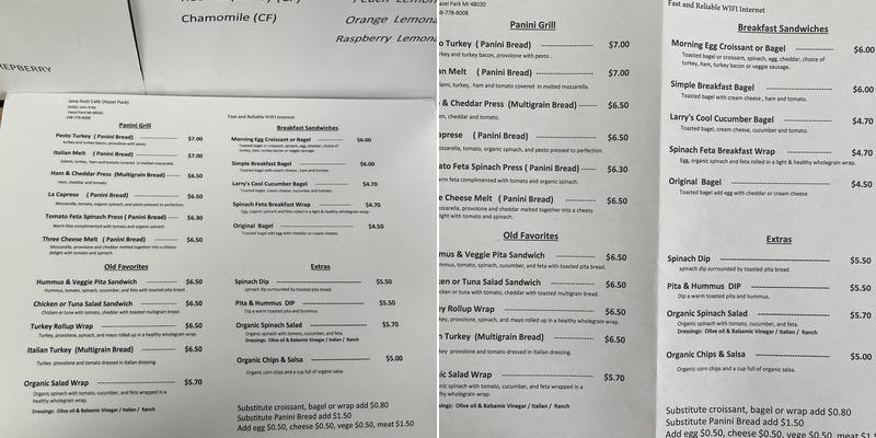 Java Hutt Cafe Menu