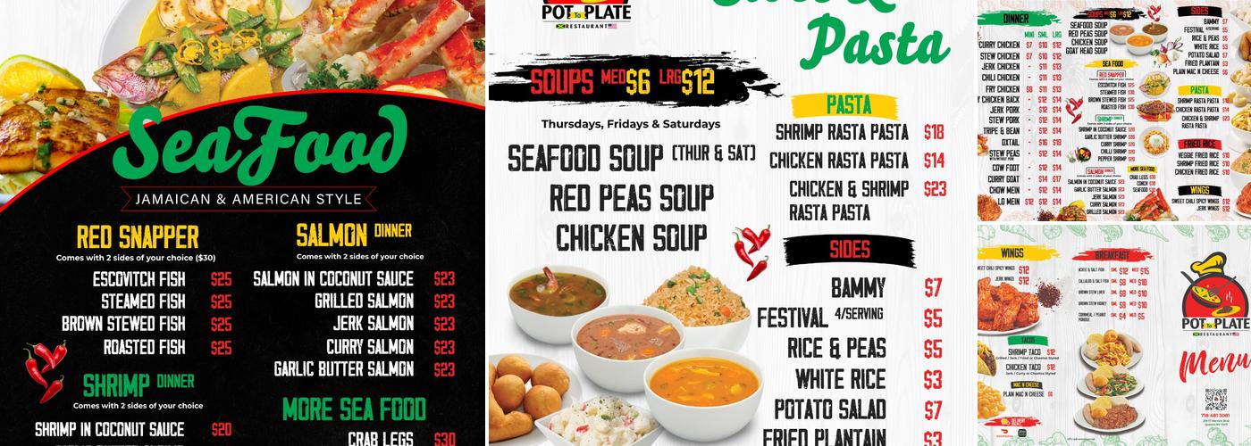 Pot to Plate Restaurant Menu