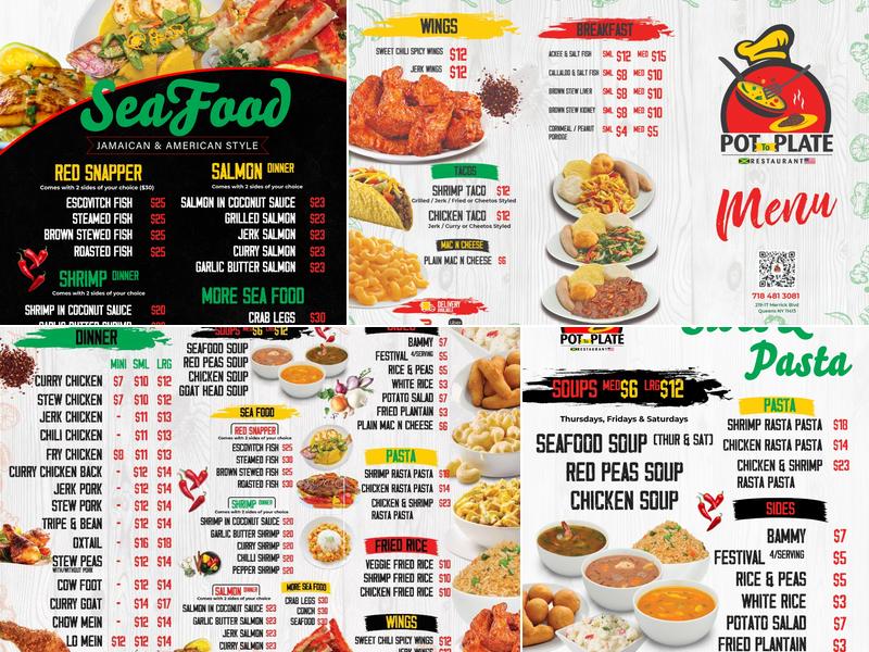 Pot to Plate Restaurant Menu