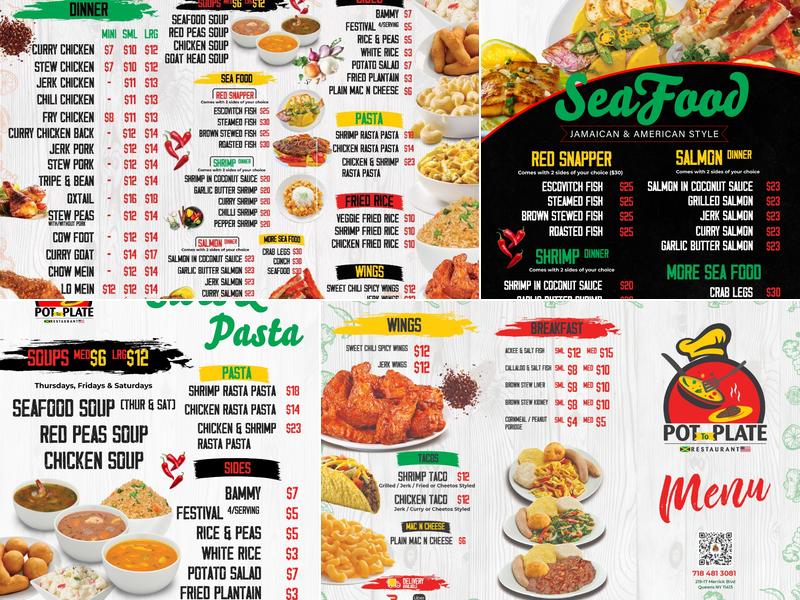 Pot to Plate Restaurant Menu