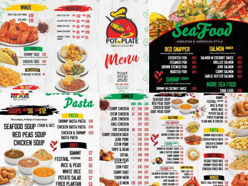 Pot to Plate Restaurant Menu