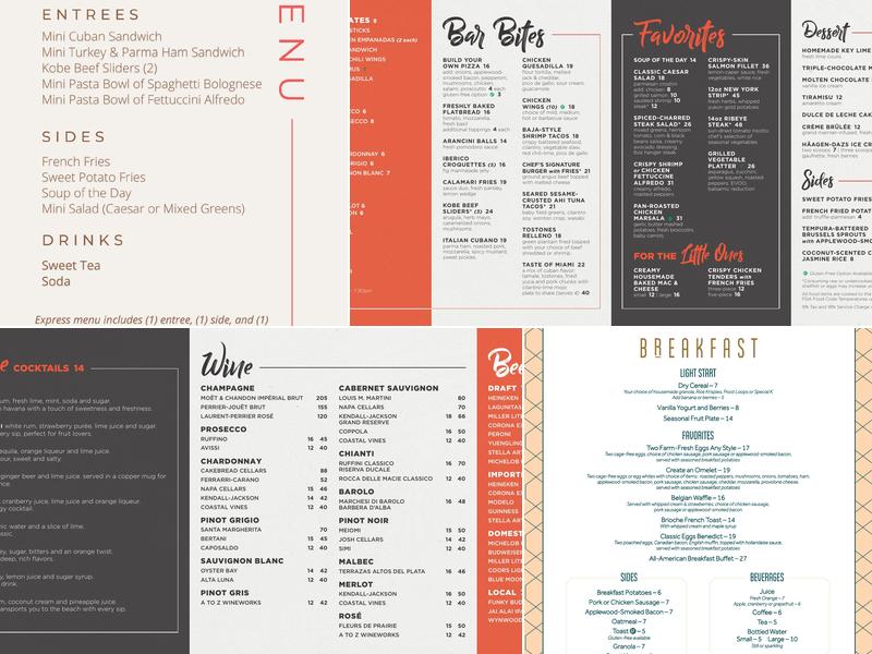 Tavolo at Pullman Miami Airport Hotel Menu