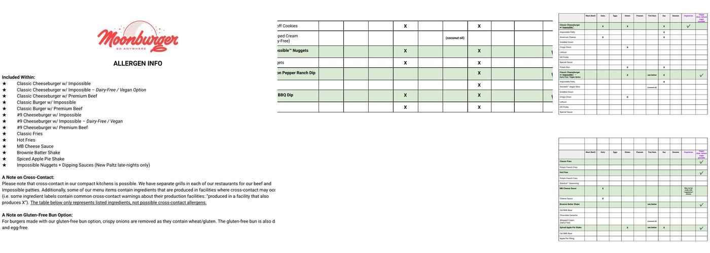 Moonburger Menu