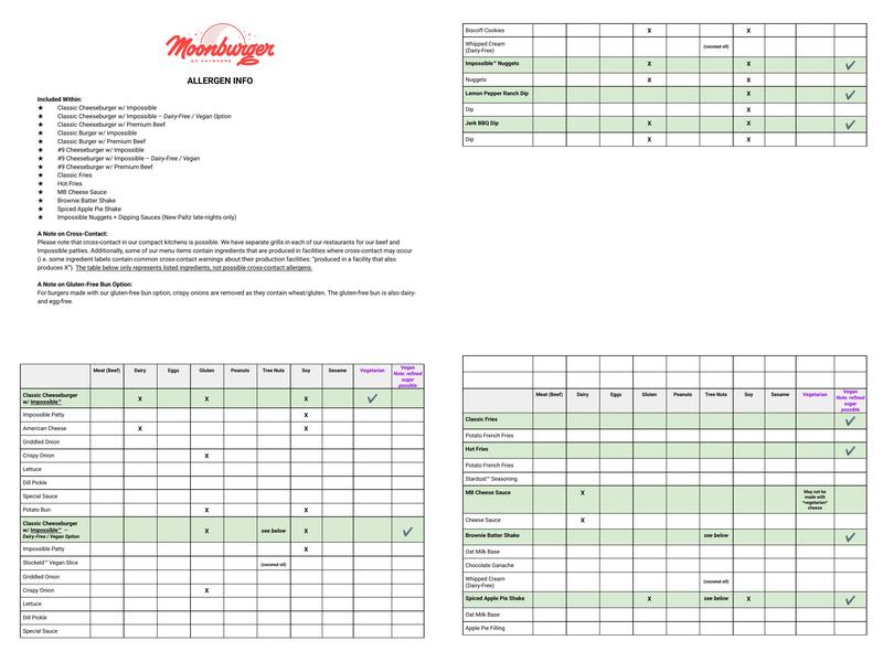 Moonburger Menu