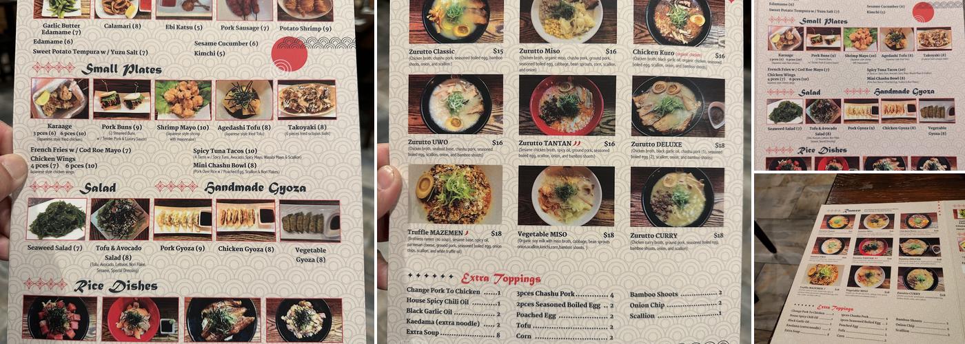 Zurutto Ramen Menu