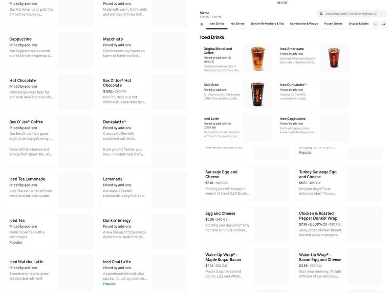 Dunkin' Menu