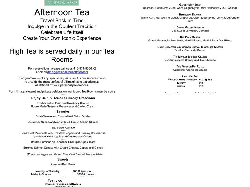 Courtyard Café Menu