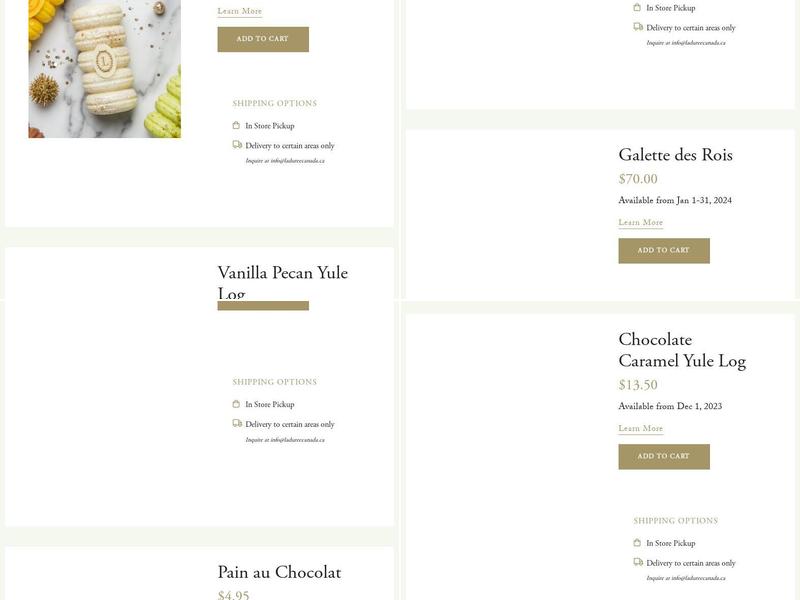 Ladurée Menu