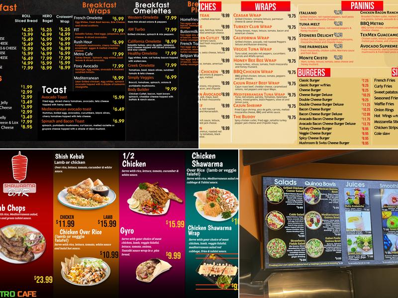 Metro Cafe Menu