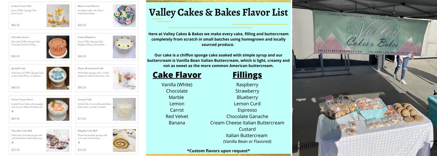 Valley Cakes & Bakes Menu