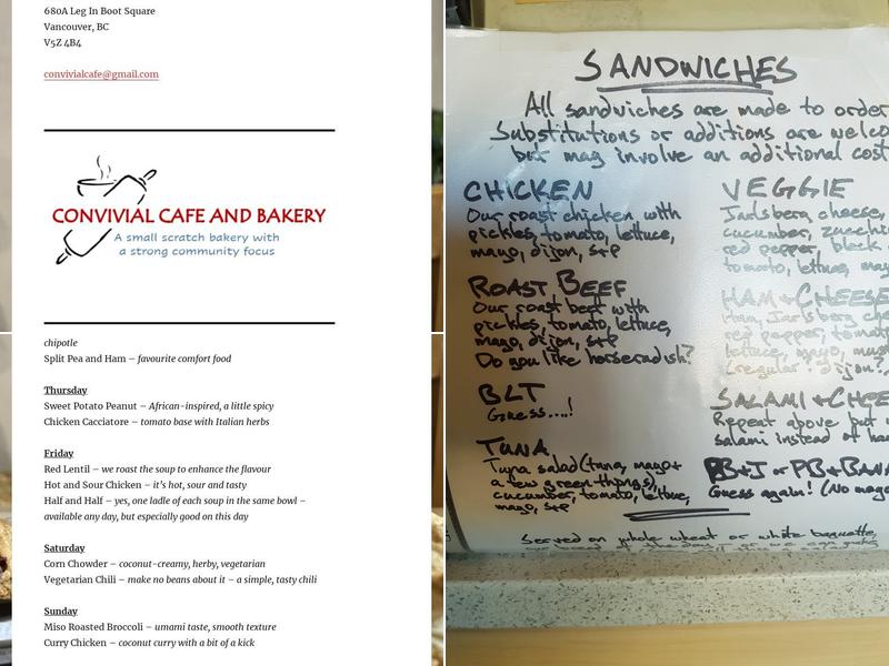 Convivial Cafe And Bakery Menu