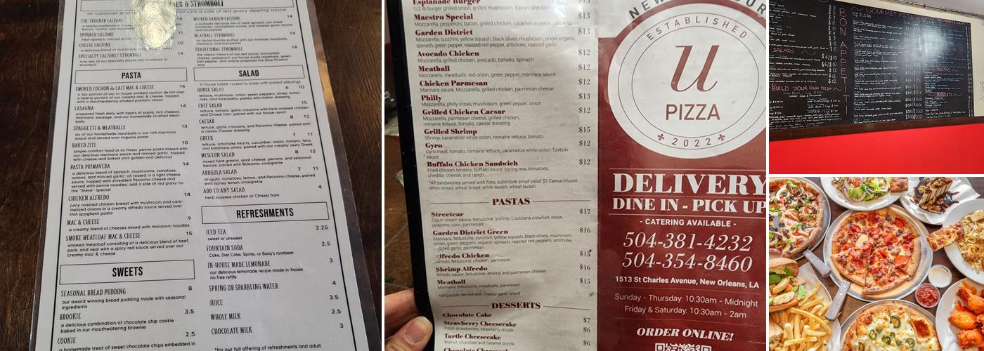 U Pizza Menu