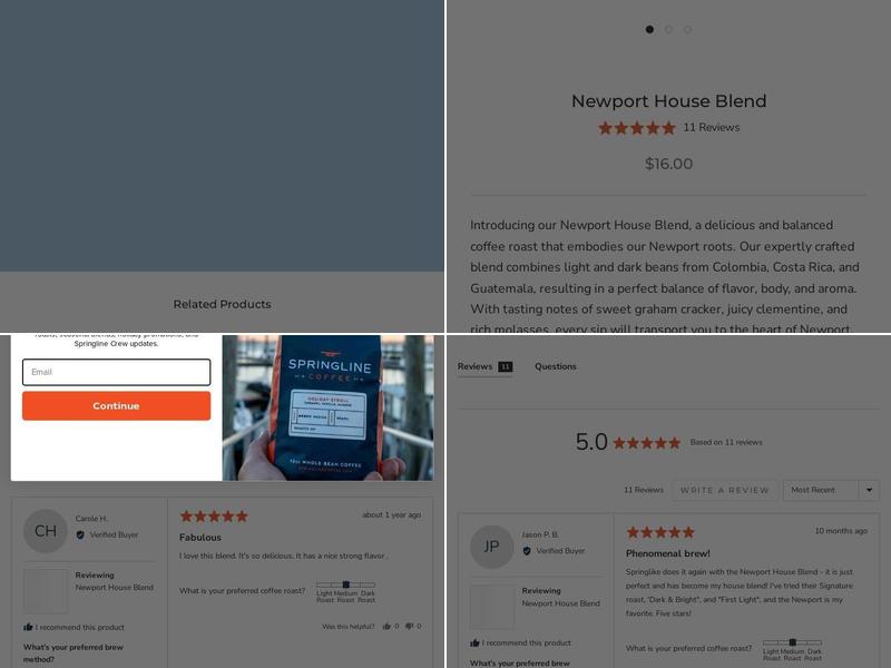 Springline Coffee Menu