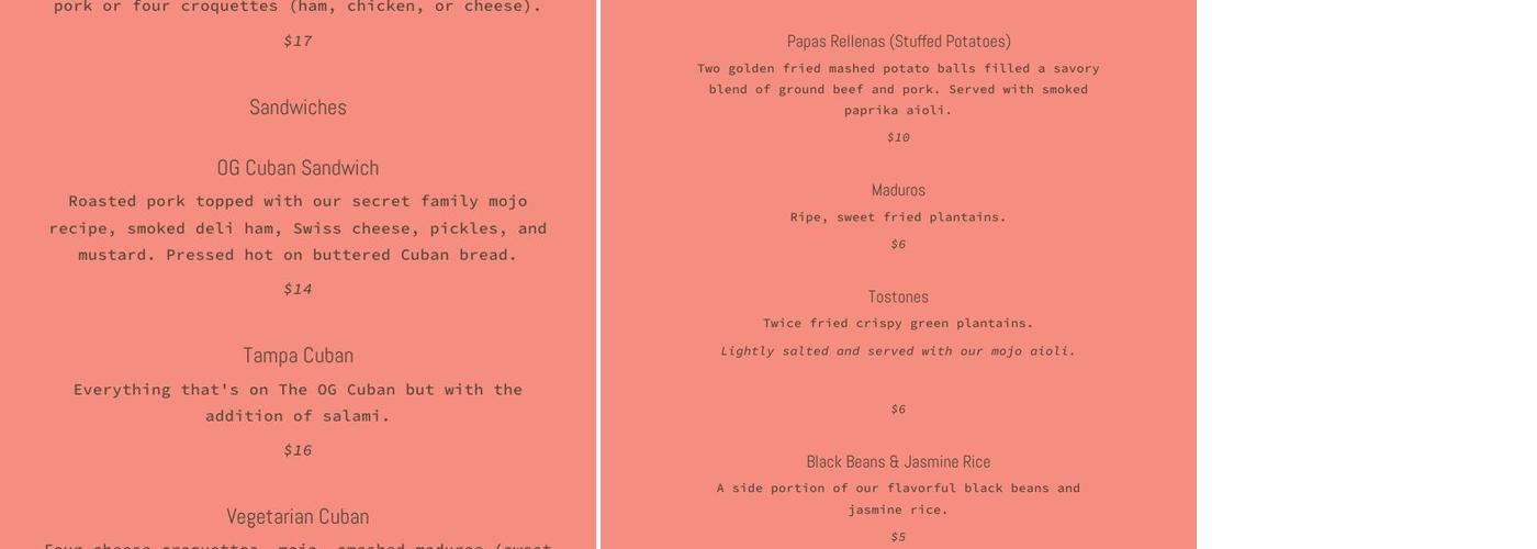Don Faustos Menu
