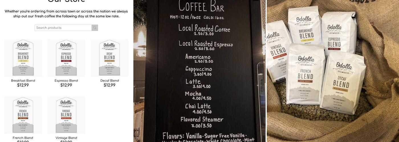 Odolla Coffee Roasters Menu