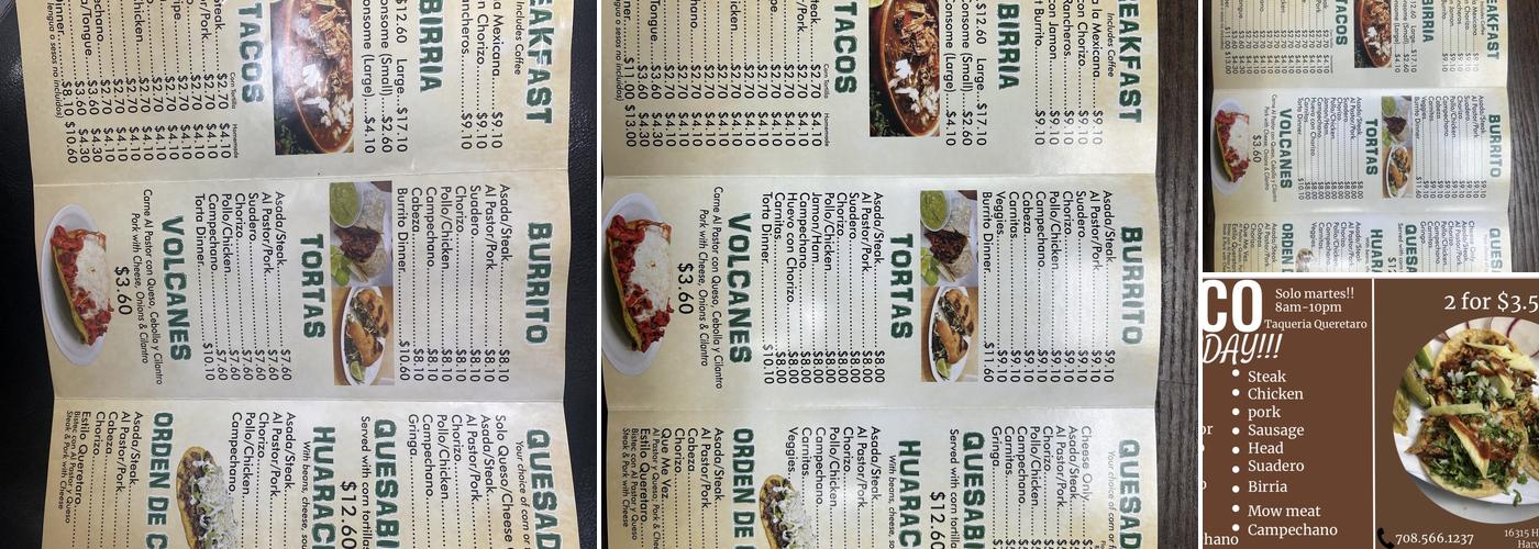Taqueria Queretaro Menu