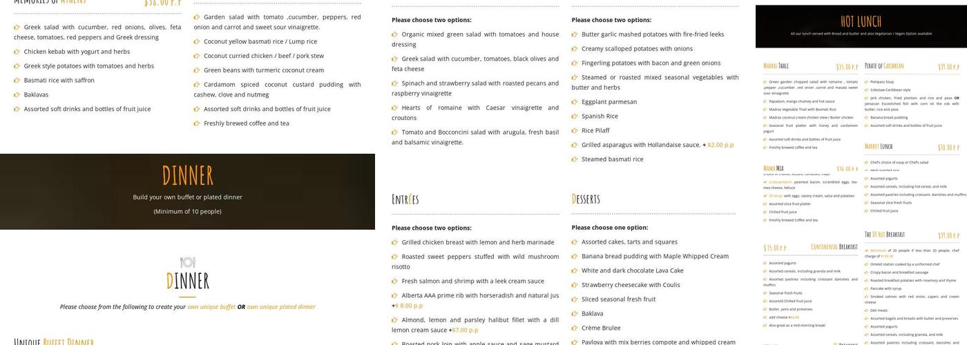 DF Caterers & Mobil Chef Service Menu