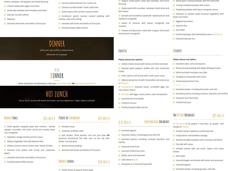 DF Caterers & Mobil Chef Service Menu