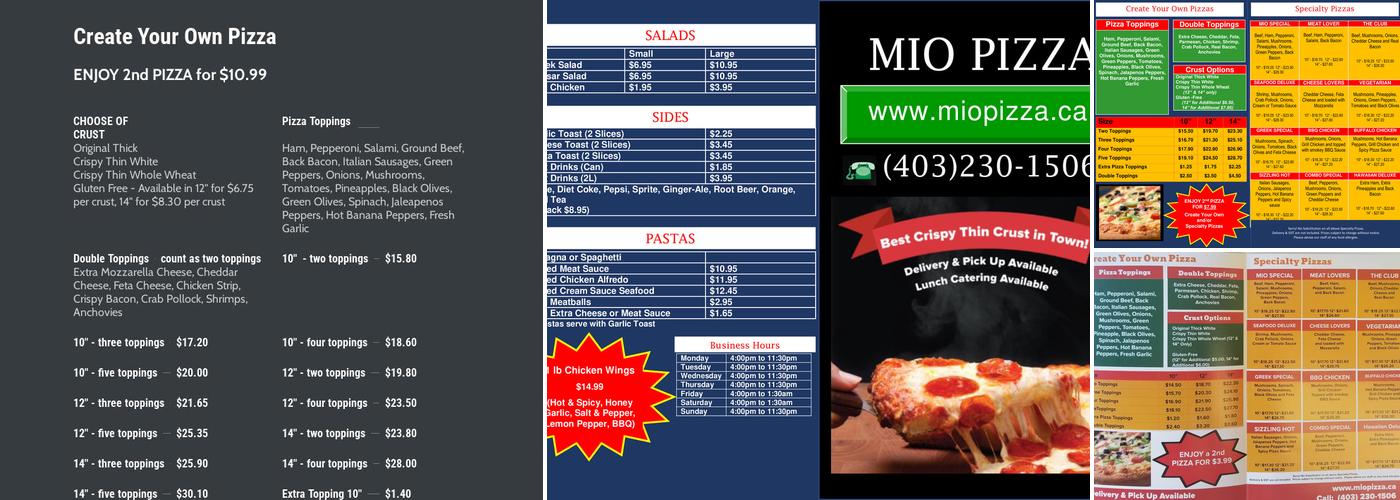 Mio Pizza Menu