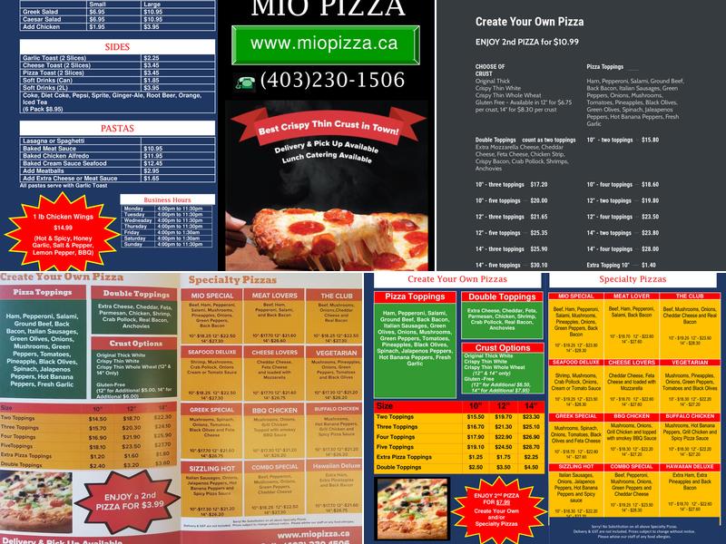 Mio Pizza Menu