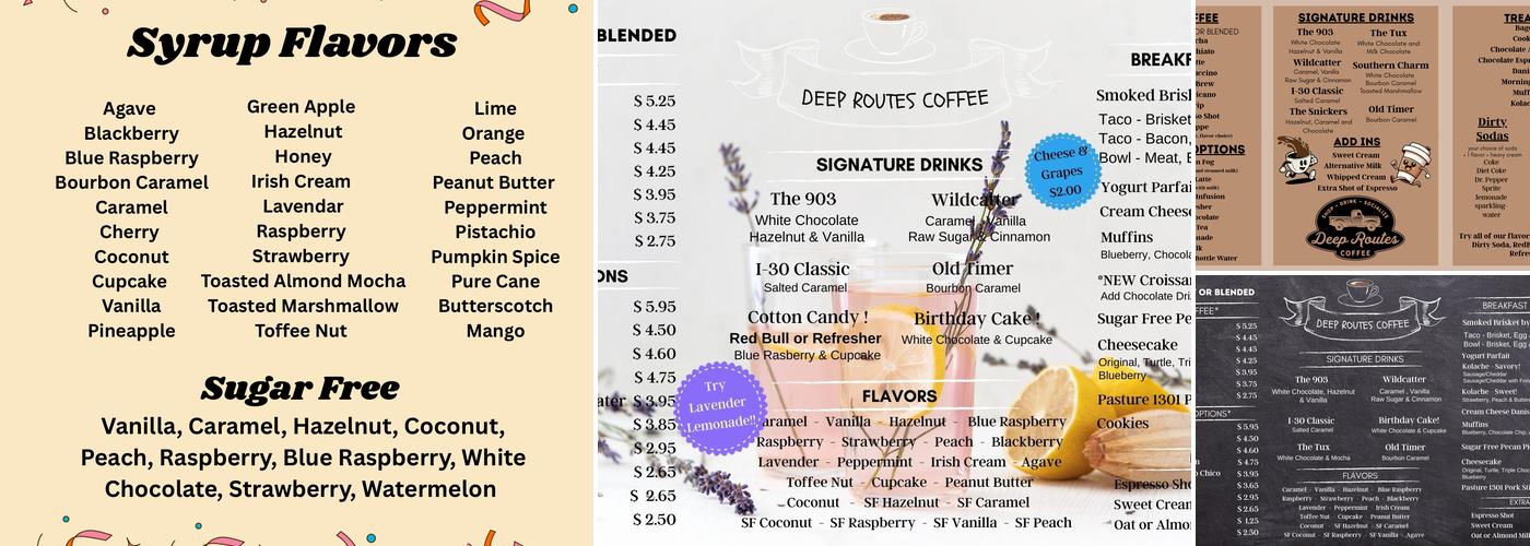 Deep Routes Coffee Menu