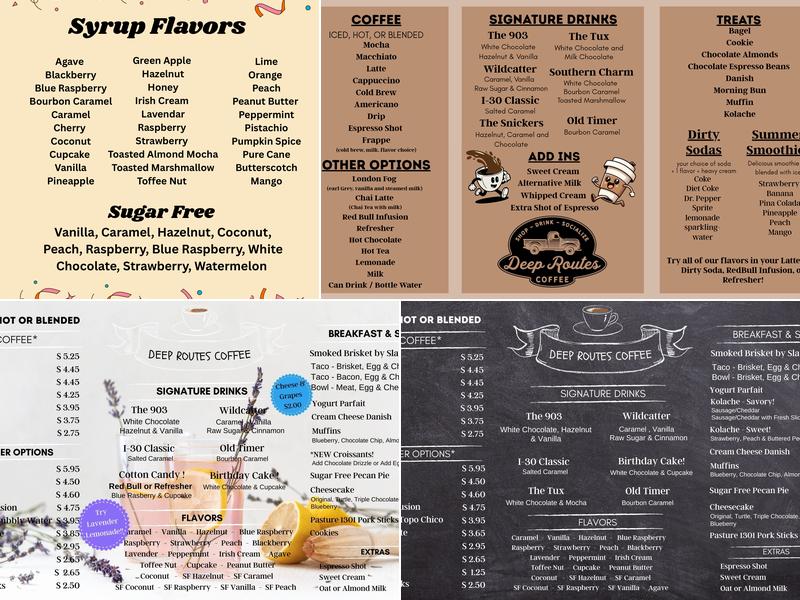 Deep Routes Coffee Menu