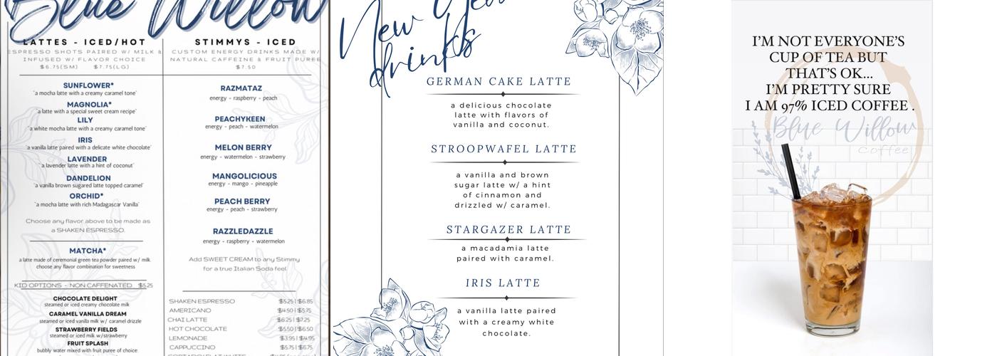 Blue Willow Coffee Menu