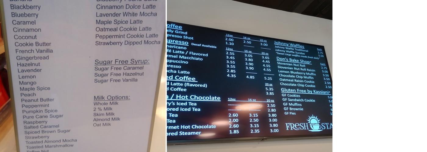 Fresh Start Cafe Menu