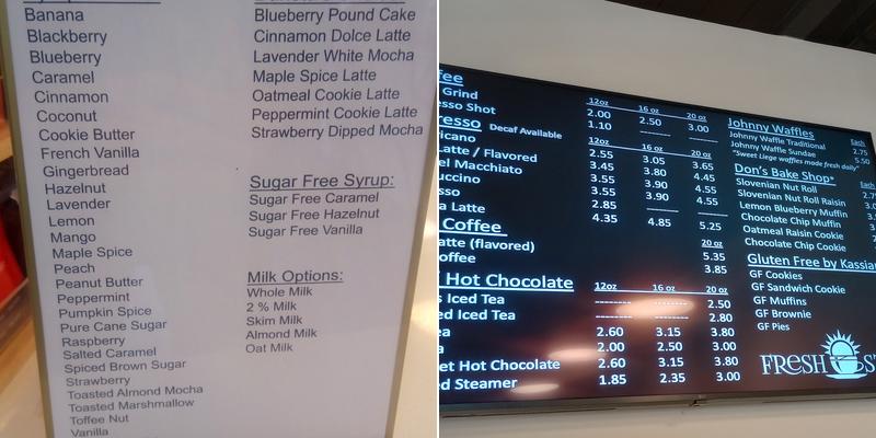 Fresh Start Cafe Menu