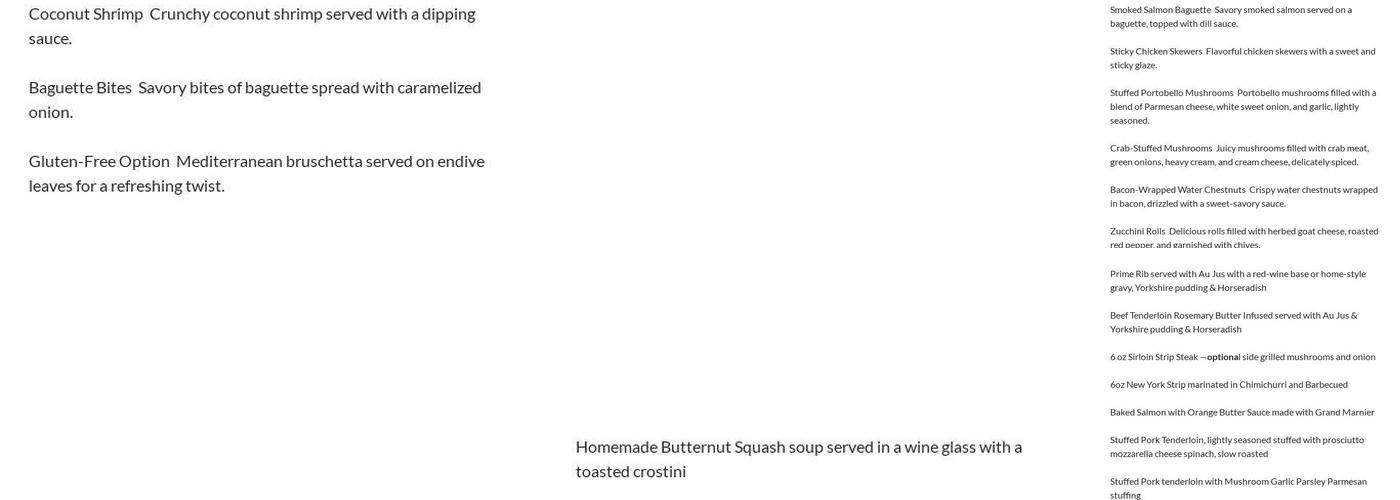 L'Amour Catering Kingston Menu