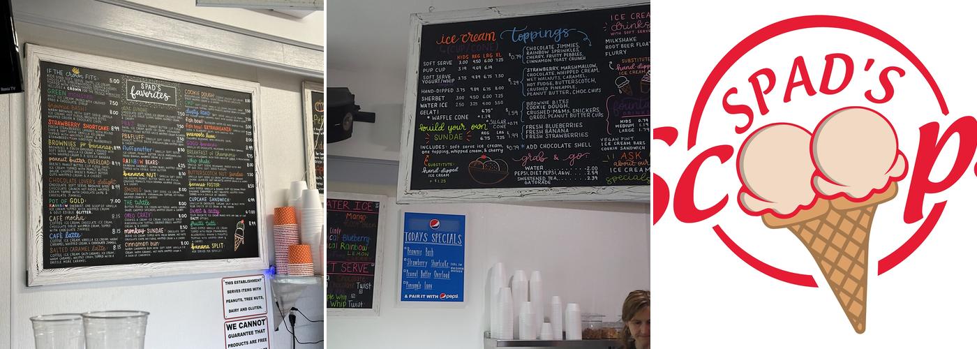Spad’s Scoops Menu