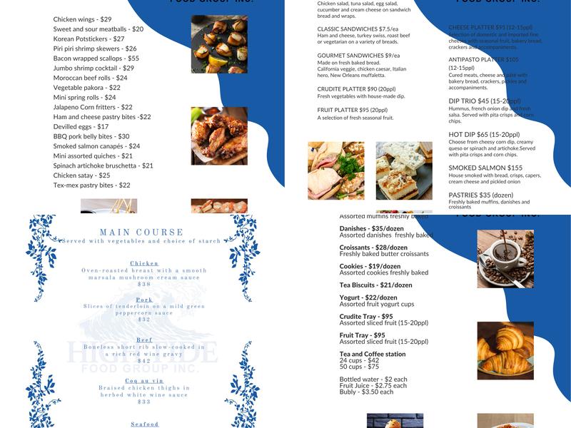 High Tide Food Group Inc. Menu