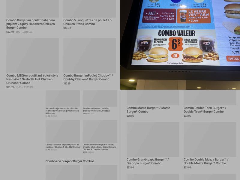 A&W Canada Menu