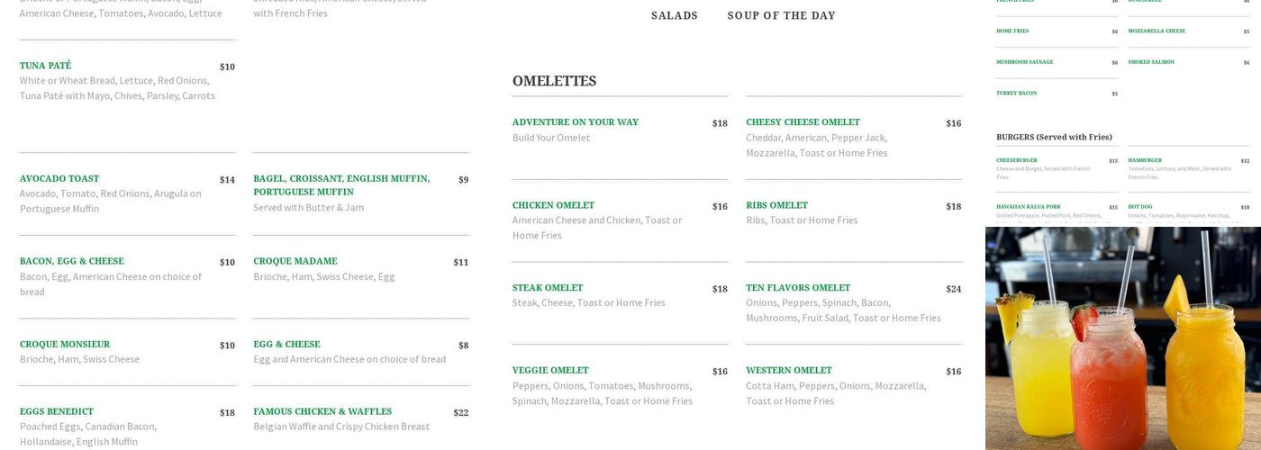 Adventure Cafe Menu