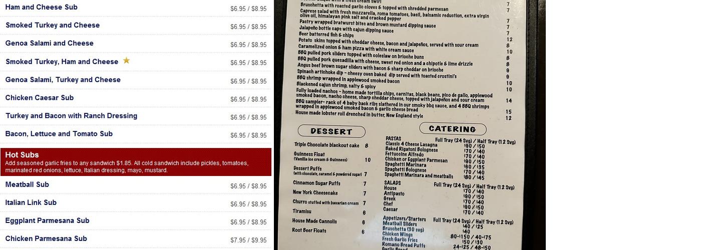 Uno Pizza Menu