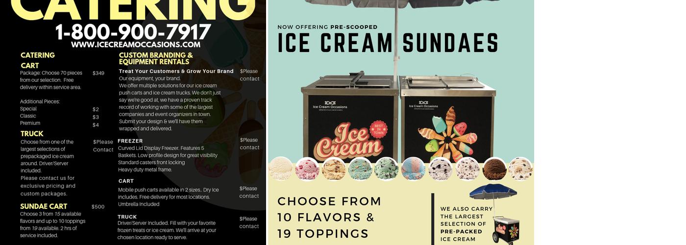 Ice Cream Occasions Menu